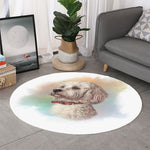 Poodle Portrait Print Round Rug