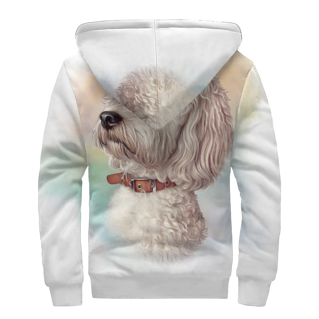 Poodle Portrait Print Sherpa Lined Zip Up Hoodie