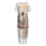 Poodle Portrait Print Short Sleeve Long Nightdress