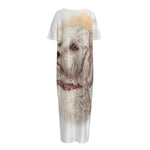 Poodle Portrait Print Short Sleeve Long Nightdress