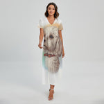 Poodle Portrait Print Short Sleeve Maxi Dress