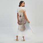 Poodle Portrait Print Short Sleeve Maxi Dress