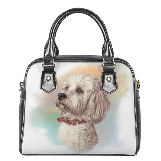 Poodle Portrait Print Shoulder Handbag