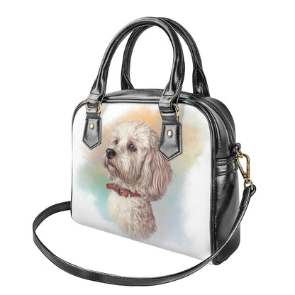 Poodle Portrait Print Shoulder Handbag
