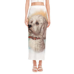 Poodle Portrait Print Side Slit Maxi Skirt