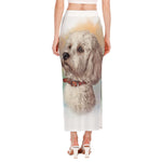 Poodle Portrait Print Side Slit Maxi Skirt