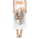 Poodle Portrait Print Side Slit Midi Skirt