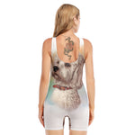 Poodle Portrait Print Sleeveless One Piece Swimsuit