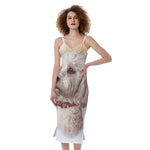 Poodle Portrait Print Slim Fit Midi Cami Dress