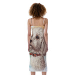 Poodle Portrait Print Slim Fit Midi Cami Dress