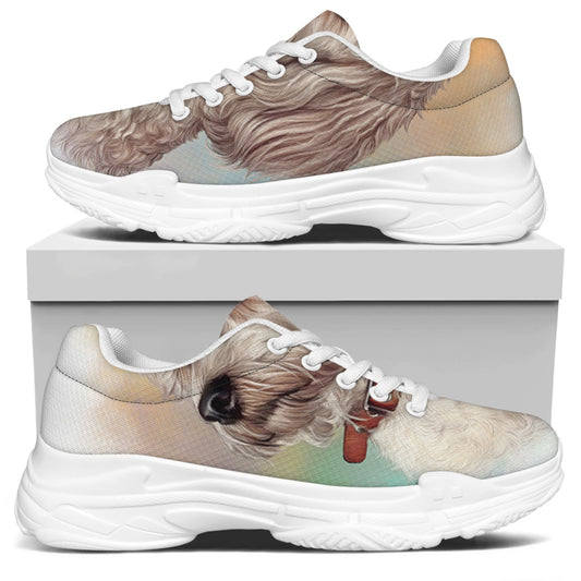 Poodle Portrait Print White Chunky Shoes