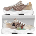 Poodle Portrait Print White Chunky Shoes