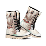Poodle Portrait Print Winter Boots