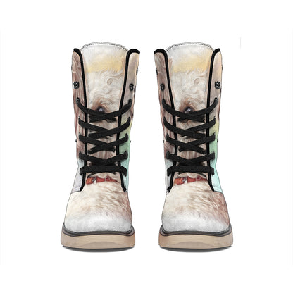 Poodle Portrait Print Winter Boots