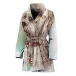 Poodle Portrait Print Women's Bathrobe