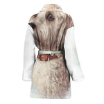 Poodle Portrait Print Women's Bathrobe