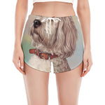 Poodle Portrait Print Women's Split Running Shorts