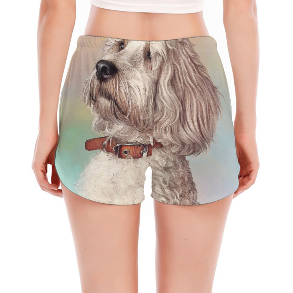 Poodle Portrait Print Women's Split Running Shorts