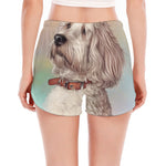 Poodle Portrait Print Women's Split Running Shorts