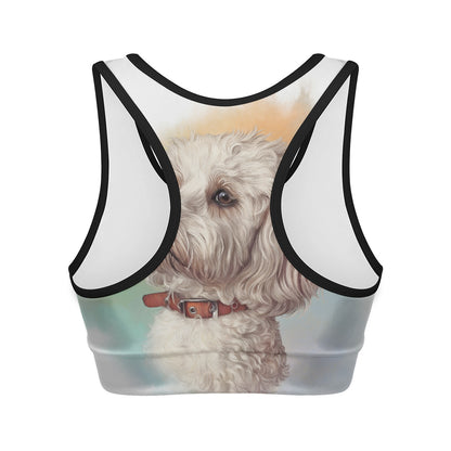 Poodle Portrait Print Women's Sports Bra