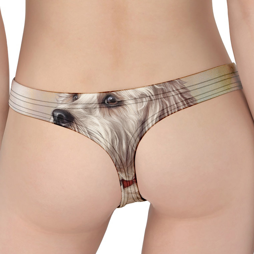 Poodle Portrait Print Women's Thong
