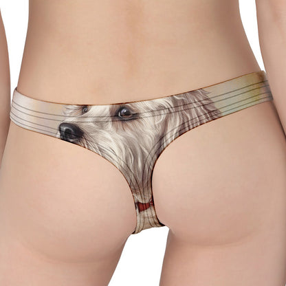 Poodle Portrait Print Women's Thong