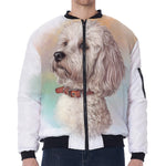 Poodle Portrait Print Zip Sleeve Bomber Jacket