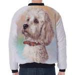 Poodle Portrait Print Zip Sleeve Bomber Jacket