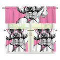 Poodle With Glasses Print 3 Piece Kitchen Curtains