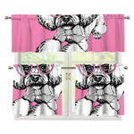 Poodle With Glasses Print 3 Piece Kitchen Curtains
