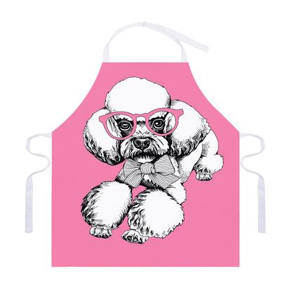Poodle With Glasses Print Adjustable Apron