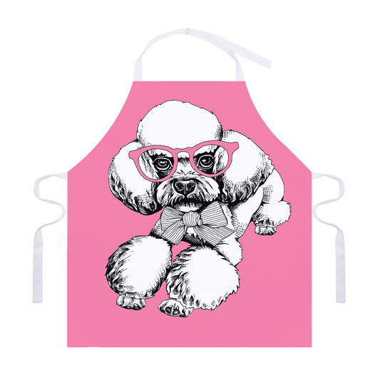 Poodle With Glasses Print Adjustable Apron