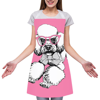 Poodle With Glasses Print Adjustable Apron