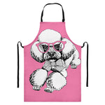 Poodle With Glasses Print Bib Apron With Pocket