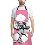 Poodle With Glasses Print Bib Apron With Pocket