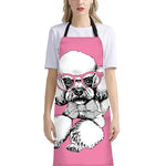Poodle With Glasses Print Bib Apron With Pocket