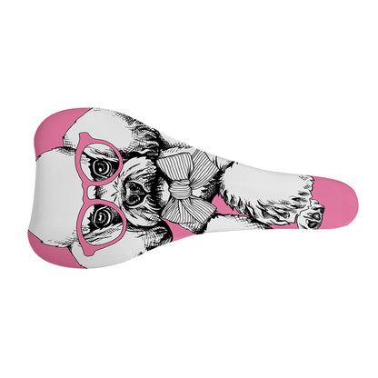 Poodle With Glasses Print Bicycle Seat Cover