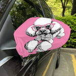 Poodle With Glasses Print Car Side Mirror Covers