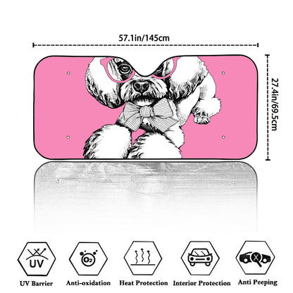 Poodle With Glasses Print Car Windshield Sun Shade