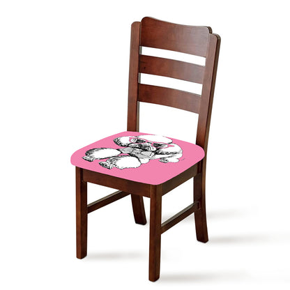 Poodle With Glasses Print Chair Cushion Cover