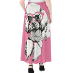 Poodle With Glasses Print Chiffon Maxi Skirt