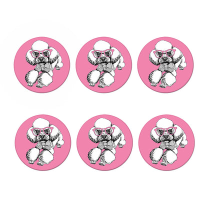 Poodle With Glasses Print Coaster Set