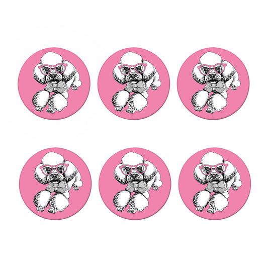 Poodle With Glasses Print Coaster Set