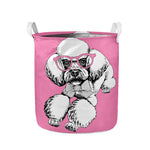 Poodle With Glasses Print Collapsible Laundry Basket