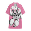 Poodle With Glasses Print Cotton Hawaiian Shirt