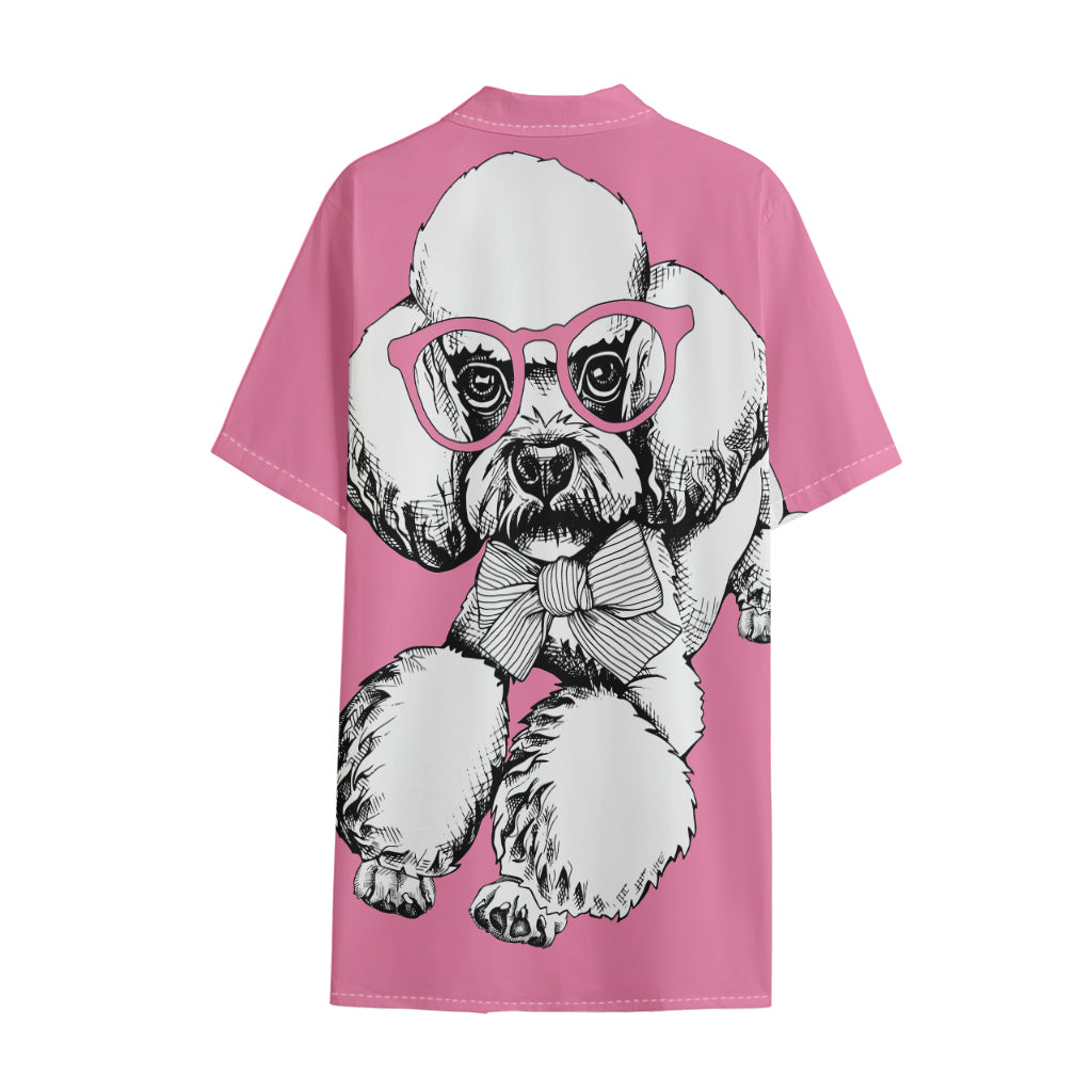 Poodle With Glasses Print Cotton Hawaiian Shirt