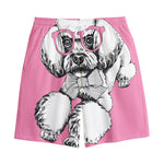 Poodle With Glasses Print Cotton Shorts