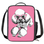 Poodle With Glasses Print Crossbody Lunch Bag