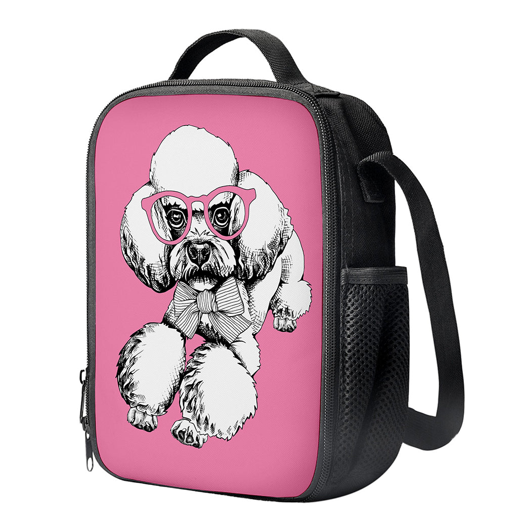 Poodle With Glasses Print Crossbody Lunch Bag