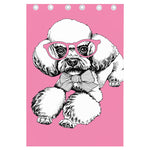 Poodle With Glasses Print Curtain